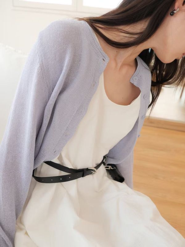 夏季亞麻針織開衫 韓流行女裝,設計師女裝,女裝,線衫,亞麻,春夏,針織外套,經典,都會,單品,開衫,條紋,針織衫,涼爽