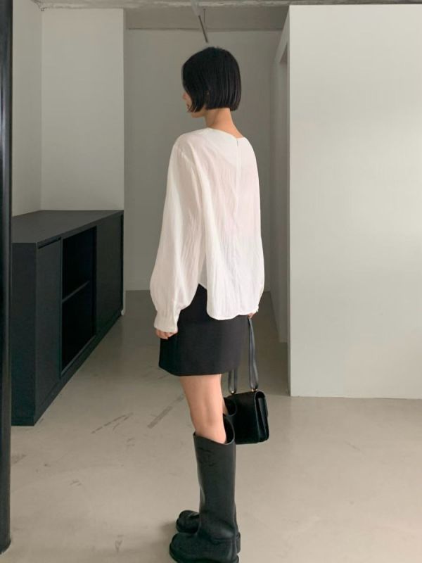 領扭結上衣 日系,韓流行女裝,復古,長袖上衣,上班族,紐結,上衣,薄上衣,正式,襯衫,