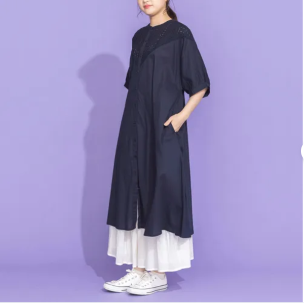 拼接刺繡洋裝 韓流行女裝,日系女裝,女裝,寬鬆感,棉質,大人系,女人味,春夏洋裝,蕾絲拼接,材質拼接,刺繡洋裝,白色洋裝,短袖洋裝