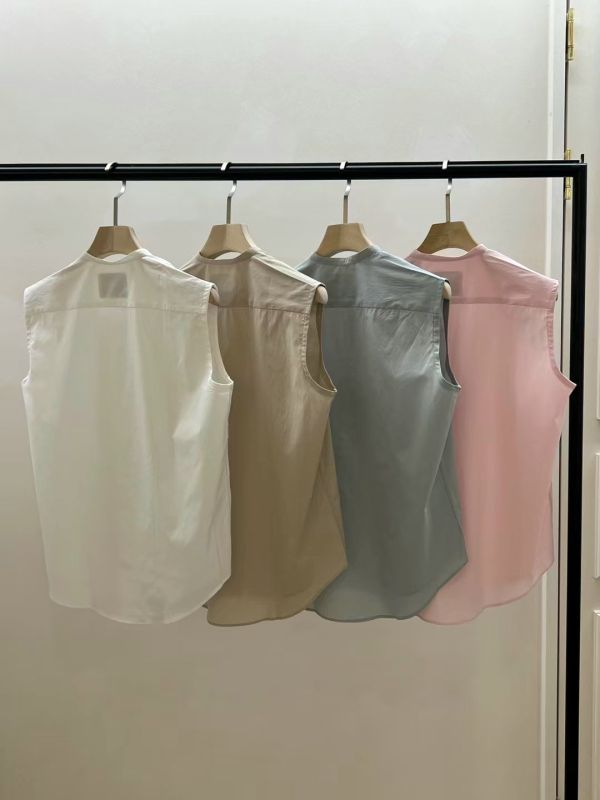 圓領無袖襯衫 韓流行女裝,設計師女裝,女裝,襯衫,棉織,無袖襯衫,單品,無袖上衣,棉質上衣,中性,極簡,廂型,歐美