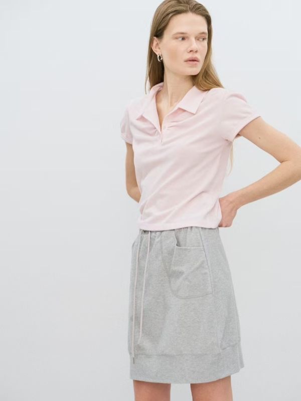 網眼棉polo衫 日韓系,流行女裝,tshirt,麻,短袖,寬鬆,夏季,排汗,寬鬆,基本,自然系,休閒,森林,大地色