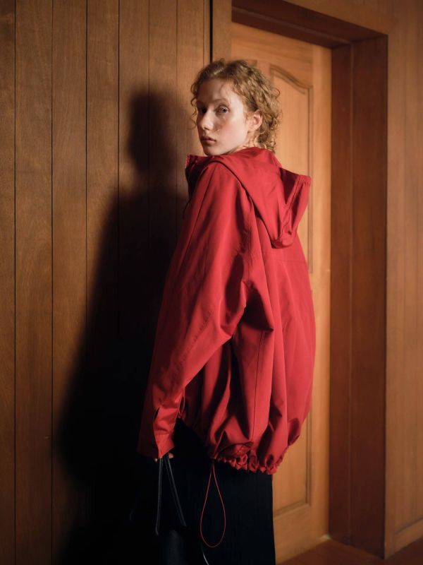 擋風連帽夾克 韓流行女裝,設計師女裝,女裝,夾克,秋冬,拉鍊外套,夾克,皮衣,單品,休閒夾克,中長版外套,連帽風衣,寬大,中性