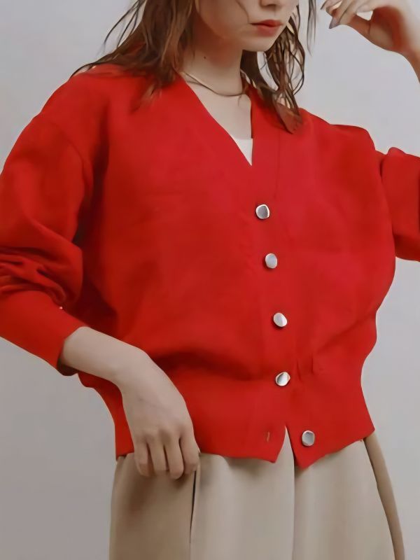 空花針織開衫 日韓流行女裝,cardigan,針織上衣,針織外套,Ｖ領針織衫,短版針織外套,流行色,開襟衫,橘紅色,休閒,針織衫,日系風格