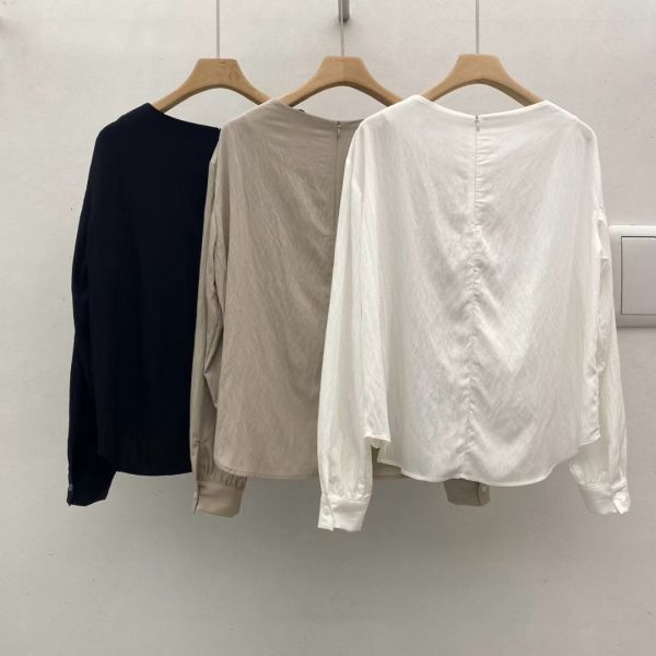 領扭結上衣 日系,韓流行女裝,復古,長袖上衣,上班族,紐結,上衣,薄上衣,正式,襯衫,