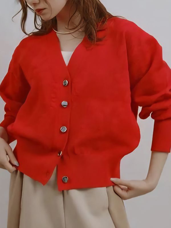 空花針織開衫 日韓流行女裝,cardigan,針織上衣,針織外套,Ｖ領針織衫,短版針織外套,流行色,開襟衫,橘紅色,休閒,針織衫,日系風格