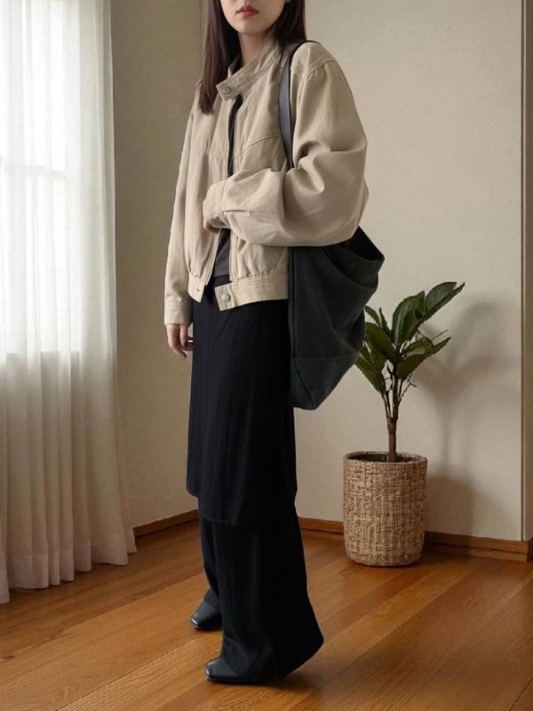 水洗飛行夾克 韓流行女裝,設計師女裝,女裝,空軍,夾克,秋冬,繭型,狩獵夾克,皮衣,單品,休閒夾克,短外套,飛行夾克,水洗,粗礦