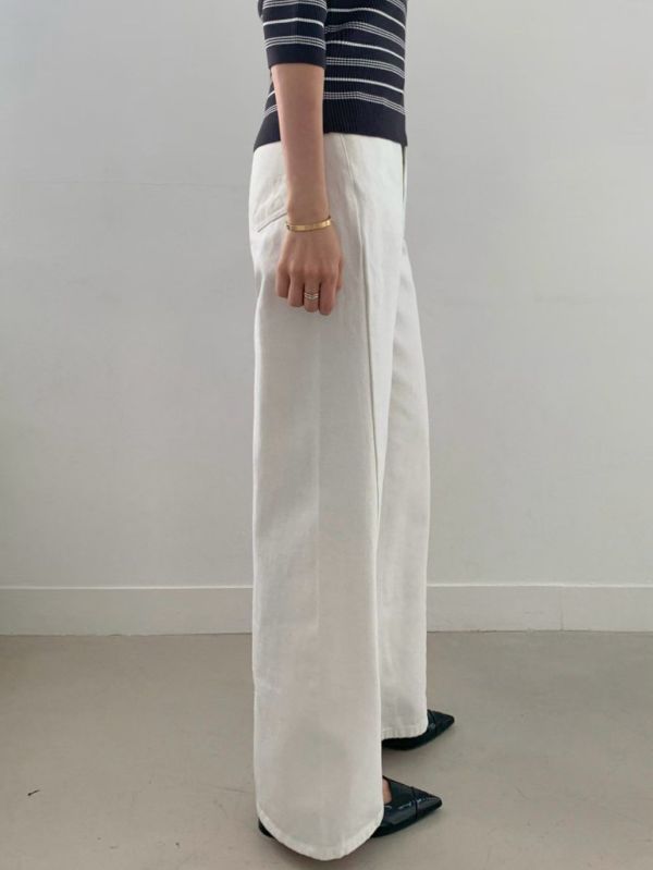 斜向裁剪牛仔褲 日韓系,韓流行女裝,寬直筒,休閒褲,下身,純棉牛仔,實用,長褲,全長牛仔褲,純棉牛仔褲,淺刷色