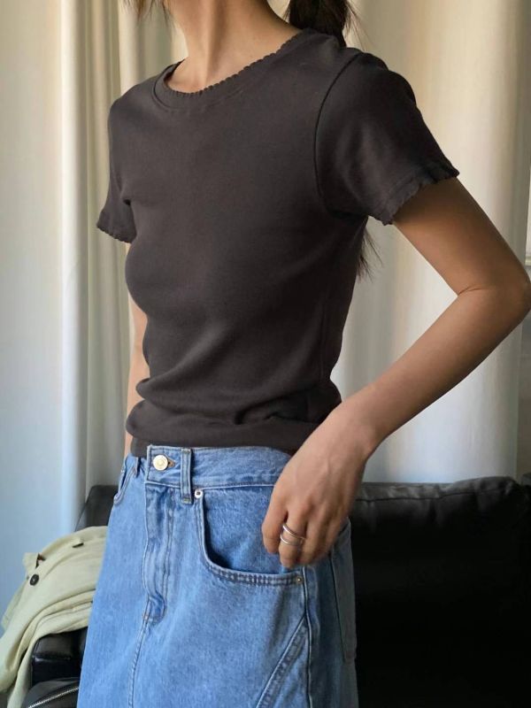 窄版花邊TEE 韓流行女裝,設計師女裝,女裝,cutsew,棉織,tshirt,單品,Ｔ恤,棉質上衣,tee,合身,窄版