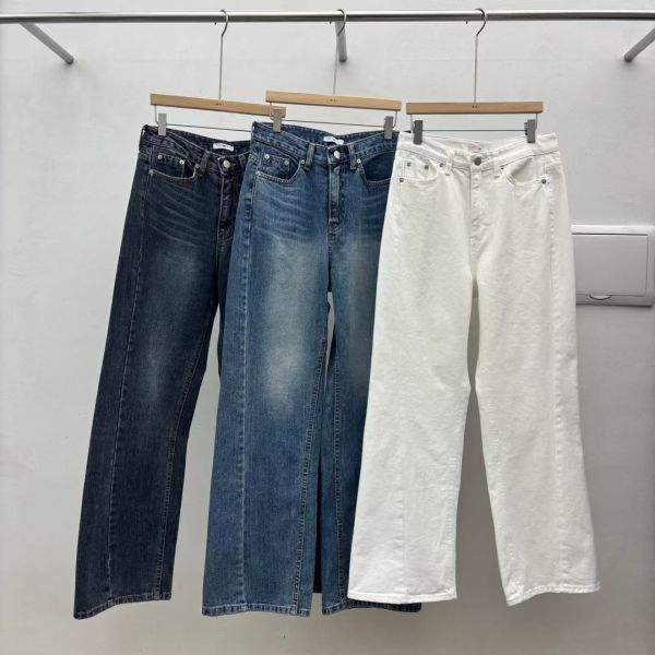 全長斜切線牛仔褲 日韓系,韓流行女裝,牛仔褲,棉褲,休閒褲,全長褲,刷色牛仔褲,法式風格,高腰,牛仔,丹寧布,,白褲