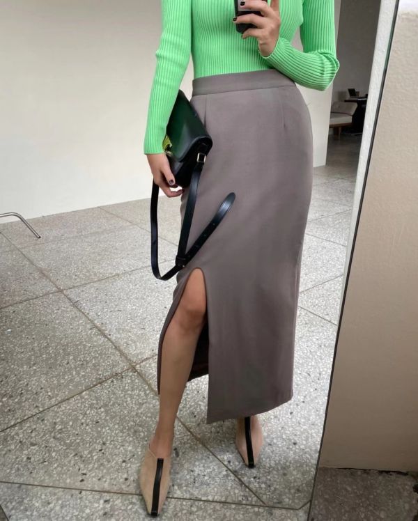 簡約開衩長裙 韓流行女裝,歐美女裝,長裙,長窄裙,開衩,鉛筆裙,簡約風,秋冬,基本款