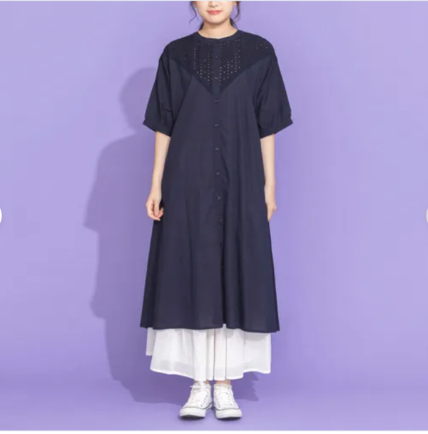 拼接刺繡洋裝 韓流行女裝,日系女裝,女裝,寬鬆感,棉質,大人系,女人味,春夏洋裝,蕾絲拼接,材質拼接,刺繡洋裝,白色洋裝,短袖洋裝
