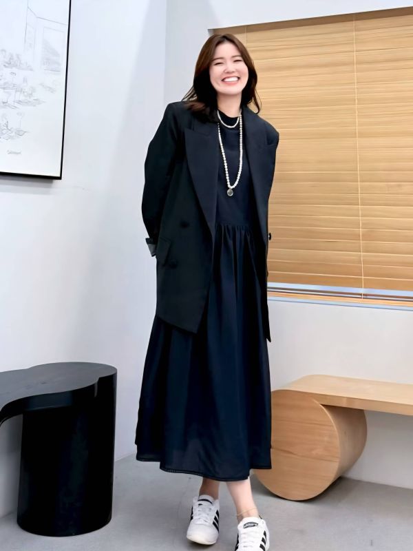 立領細褶洋裝 韓流行女裝,設計師女裝,女裝,洋裝,休閒洋裝,夏季洋裝,單品,蓋袖洋裝,繫腰帶,涼感素材,明亮色,腰身,棉麻洋裝