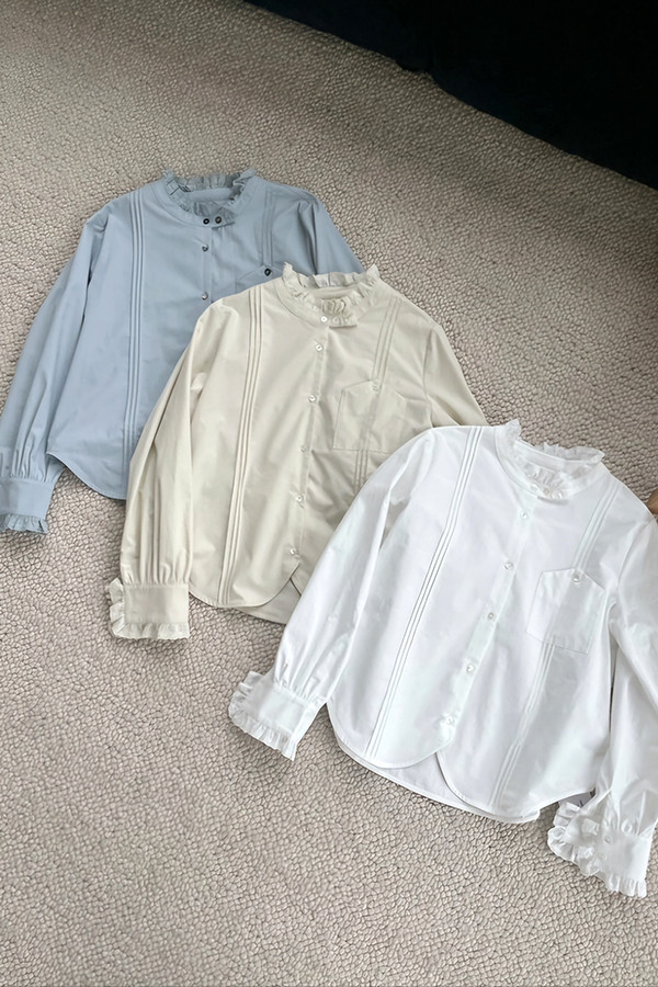 厚棉花邊襯衫 日韓流行女裝,厚棉襯衫,襯衫,荷葉襯衫,日系,韓國流行,文青,棉襯衫,必備,甜美,內搭,罩衫