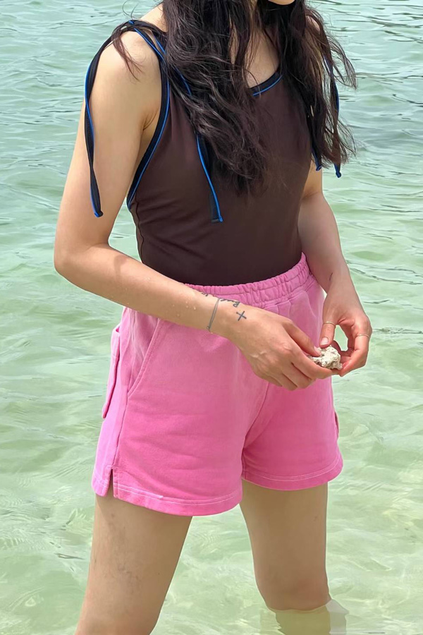漸層運動短褲 日系女裝,韓流行女裝,女裝,短褲,棉褲,運動短褲,渡假,春夏,漸層,修飾,顯瘦,休閒
