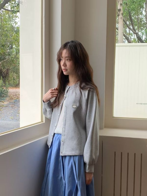 雲朵休閒小外套 日韓流行女裝,短外套,夾克,棒球外套,圓領夾克,歐美流行,基本色,春夏,雄院派,休閒,短版