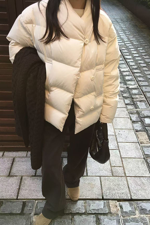 羽絨直領夾克 韓流行女裝,女裝,流行女裝,外套,羽絨服,冬外套,羽絨夾克,,鵝絨,休閒,上班