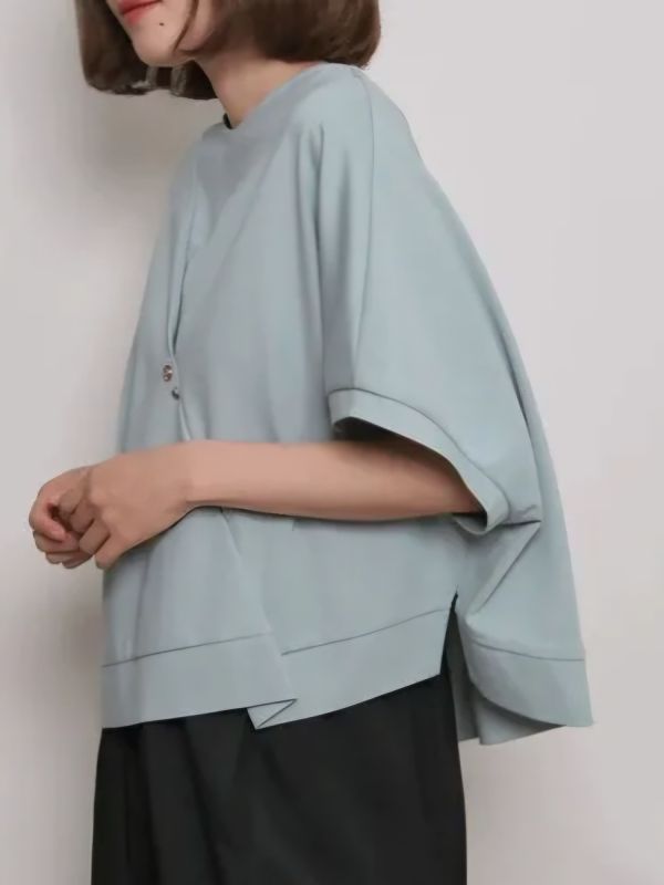 不規則寬襬上衣 韓流行女裝,設計師女裝,女裝,短上衣,休閒上衣,挺棉,單品,造型,不對稱,不規則,明亮色,