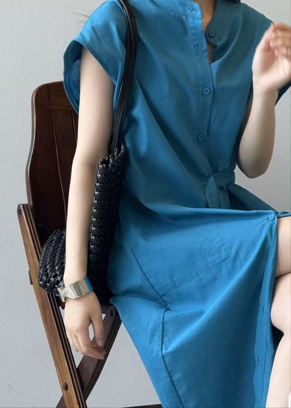 寬鬆蓋袖洋裝 韓流行女裝,設計師女裝,女裝,洋裝,休閒洋裝,夏季洋裝,單品,蓋袖洋裝,繫腰帶,涼感素材,明亮色,腰身,棉麻洋裝