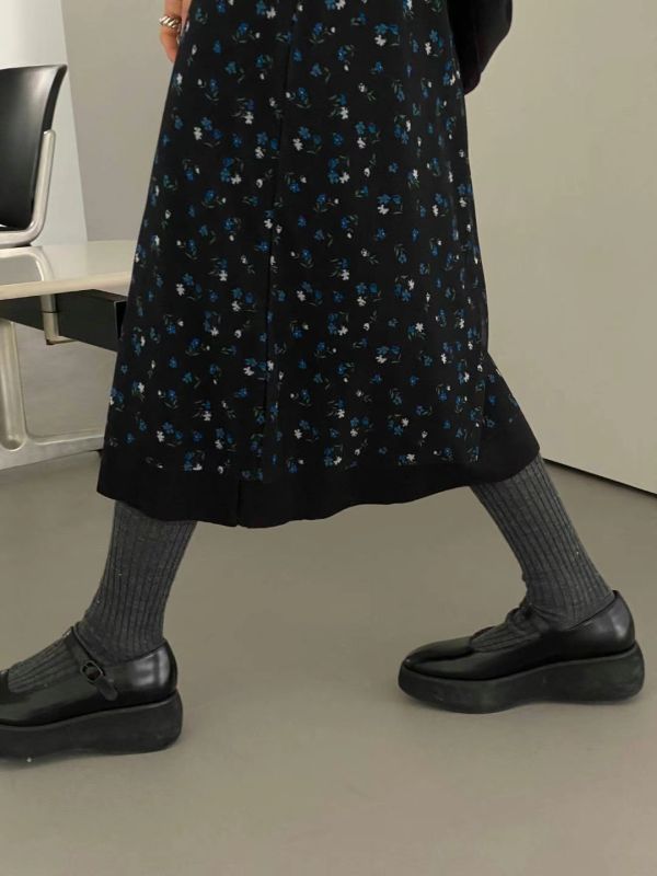 網紗彈性直裙 日韓女裝,流行女裝,法式風格,直裙,裙子,中長裙,網紗,鬆緊帶,彈性裙,midiskirt,休閒裙,春夏,floral,小碎花,穿透