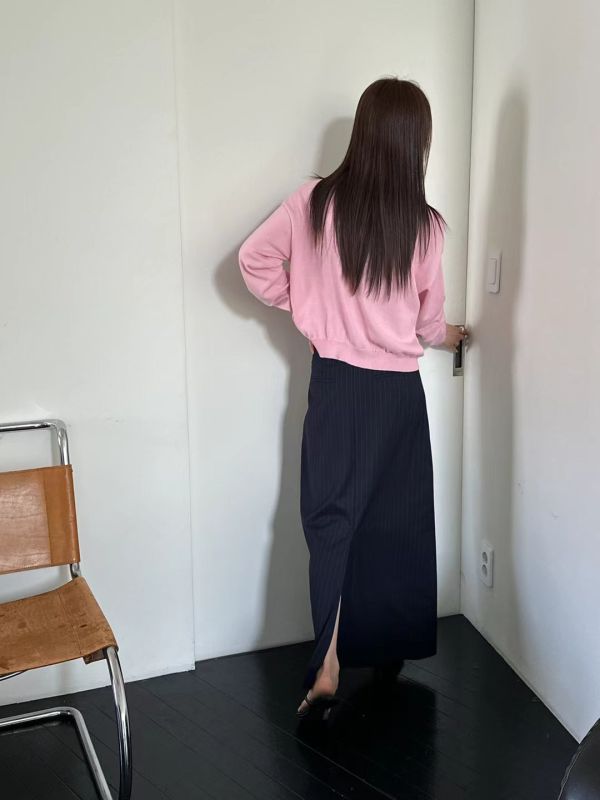 簡潔條紋直裙 日系女裝,韓流行女裝,正式,直裙,條紋裙,長裙,基本款,個性,開衩裙,上班族