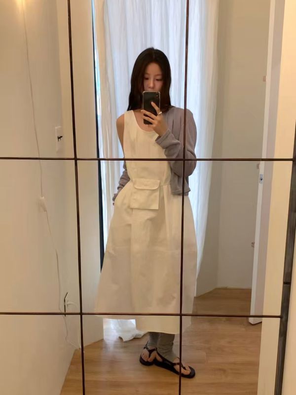 前後Ｕ領無袖洋裝 日系,韓流行女裝,無袖洋裝,背心洋裝,成套,腰包,沙漏型,大U領,褶份,挺版,上班族,長洋裝