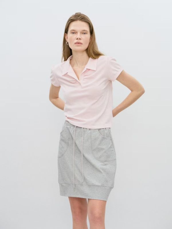 網眼棉polo衫 日韓系,流行女裝,tshirt,麻,短袖,寬鬆,夏季,排汗,寬鬆,基本,自然系,休閒,森林,大地色