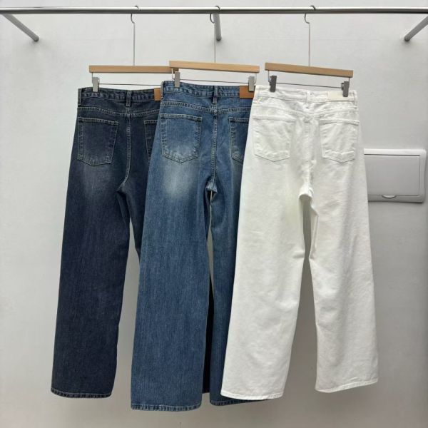 斜向裁剪牛仔褲 日韓系,韓流行女裝,寬直筒,休閒褲,下身,純棉牛仔,實用,長褲,全長牛仔褲,純棉牛仔褲,淺刷色