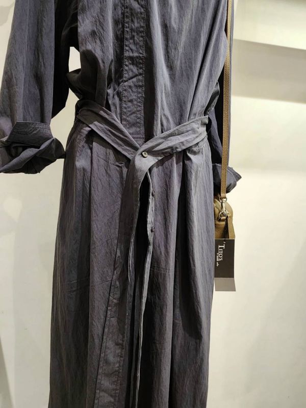 立領半襟洋裝 韓流行女裝,設計師女裝,女裝,洋裝,休閒洋裝,夏季洋裝,單品,蓋袖洋裝,繫腰帶,涼感素材,明亮色,腰身,棉麻洋裝
