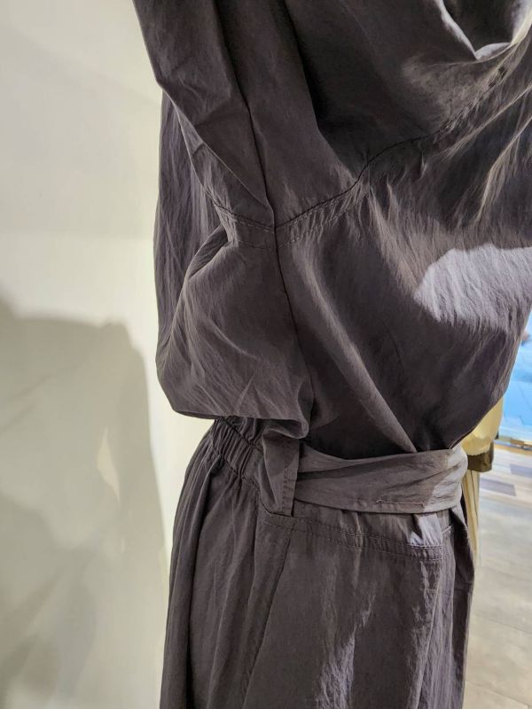 立領半襟洋裝 韓流行女裝,設計師女裝,女裝,洋裝,休閒洋裝,夏季洋裝,單品,蓋袖洋裝,繫腰帶,涼感素材,明亮色,腰身,棉麻洋裝