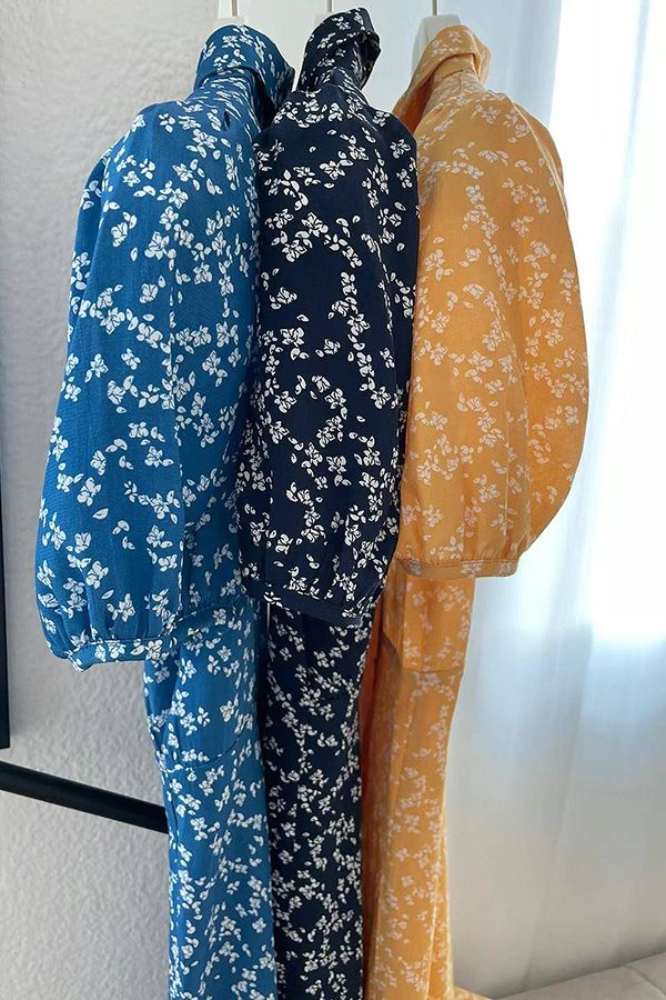 碎花蓬袖長洋裝 日韓流行,日系流行女裝,連衣裙,洋裝,垂墜,公主袖,蓬袖,長裙,長洋裝,小碎花,