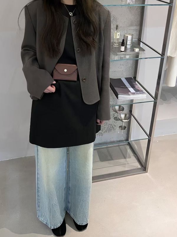 圓領單排西裝 日系,韓流行女裝,西裝,仿麻,夏季西裝,平織,外套,西裝外套,上班族,極簡,棉麻西裝,圓領外套,單排西裝,墊肩
