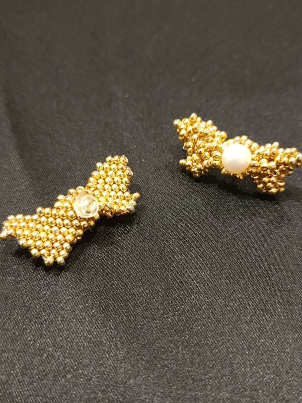 Ribbon珍珠耳環 流行飾品,上班族, 手作飾品,編織耳環,編織飾品,耳環,珍珠,金色飾品,蝴蝶結