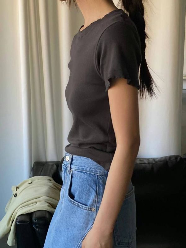 窄版花邊TEE 韓流行女裝,設計師女裝,女裝,cutsew,棉織,tshirt,單品,Ｔ恤,棉質上衣,tee,合身,窄版