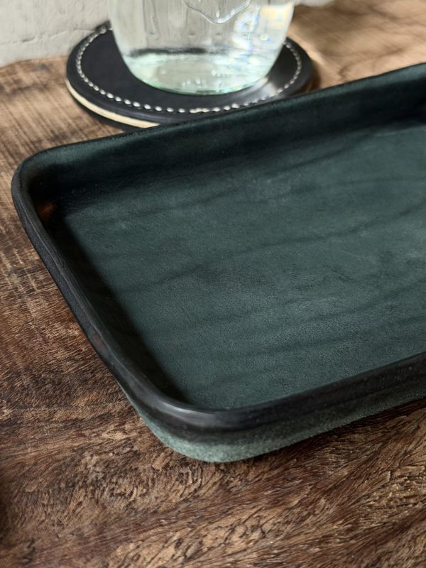 皮革置物盤-森林綠 