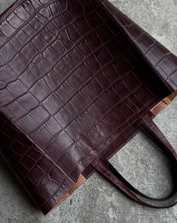 變胖又變高的真牛皮紙袋-紅酒鱷魚 