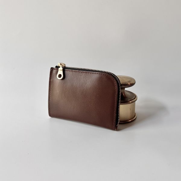多夾層L形拉鍊短夾-咖啡 