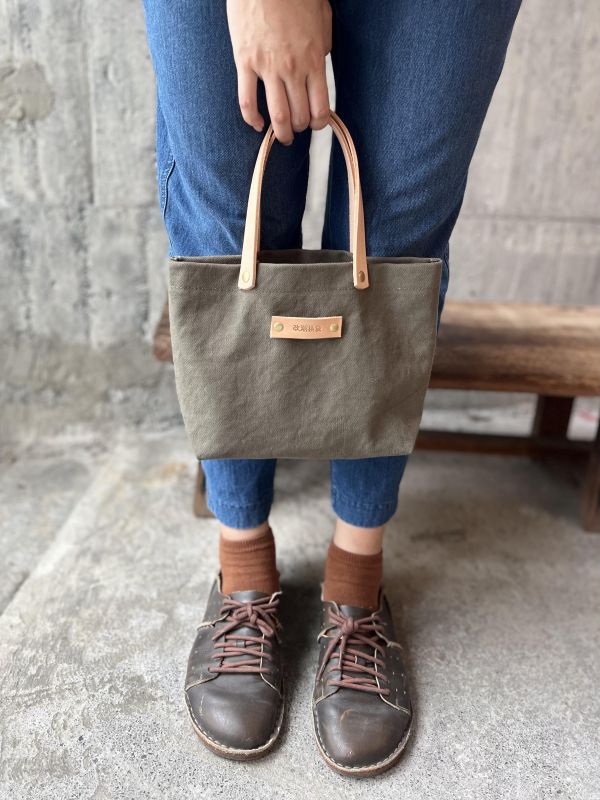 皮帆小提袋-軍綠 