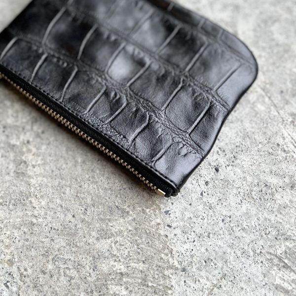 雙拉鍊包-黑鱷魚 