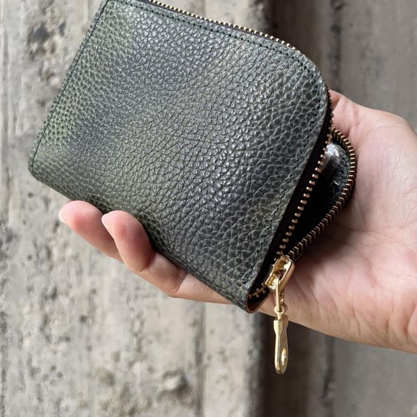 多夾層L形拉鍊短夾-麋鹿墨綠 