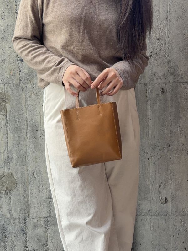 mini真牛皮紙袋-金棕 