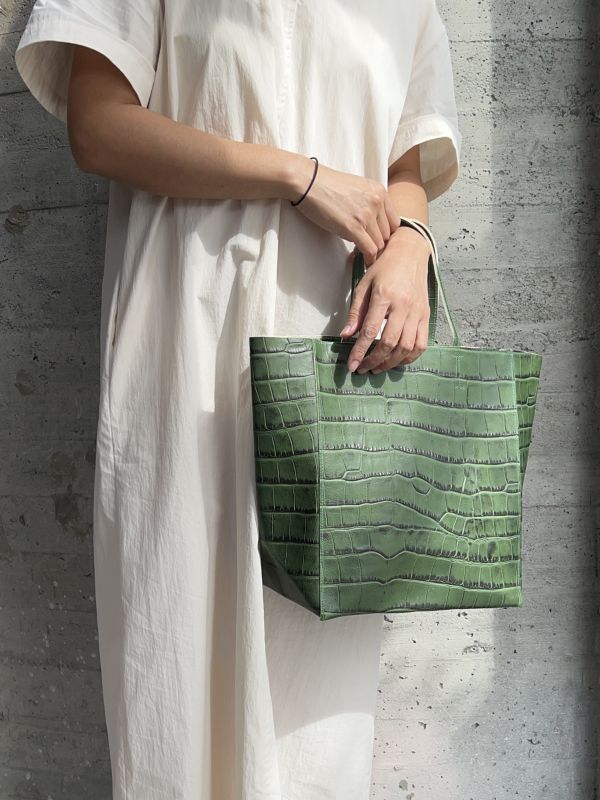 變胖又變高的真牛皮紙袋-綠鱷魚 