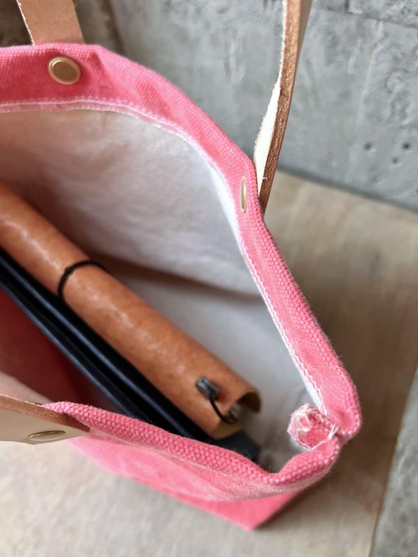 皮帆小提袋-粉紅 