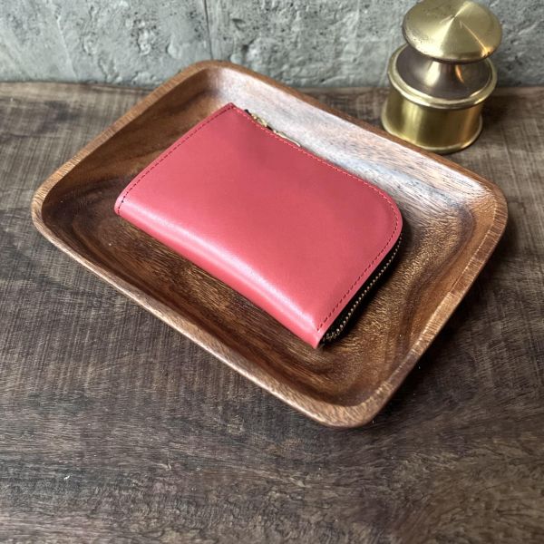 多夾層L形拉鍊短夾-芭比粉 