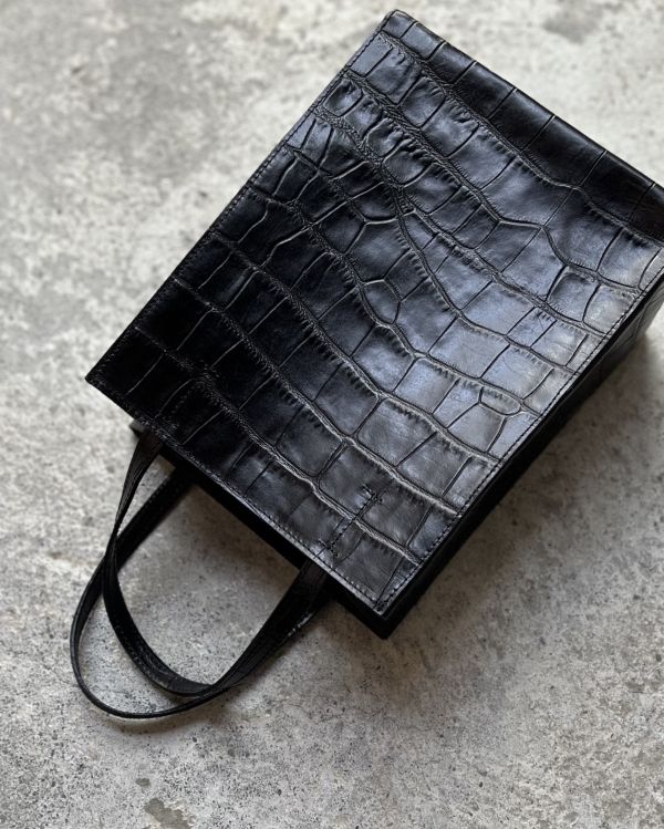 真牛皮紙袋-黑鱷魚 