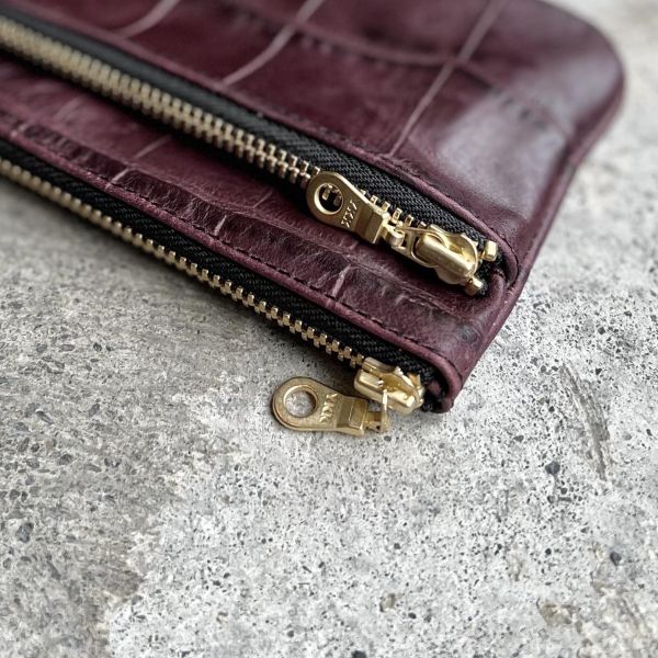 雙拉鍊包-紅酒鱷魚 