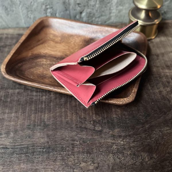 多夾層L形拉鍊短夾-芭比粉 