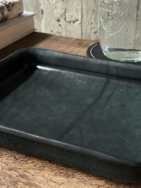 皮革置物盤-森林綠 