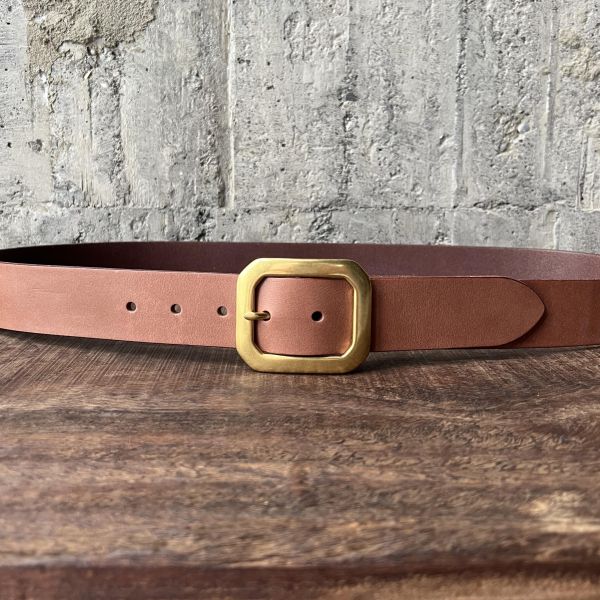 4.0cm好耐皮帶-八角頭/淺咖 