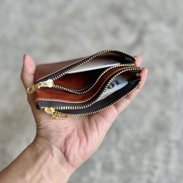 雙拉鍊包-焦糖 