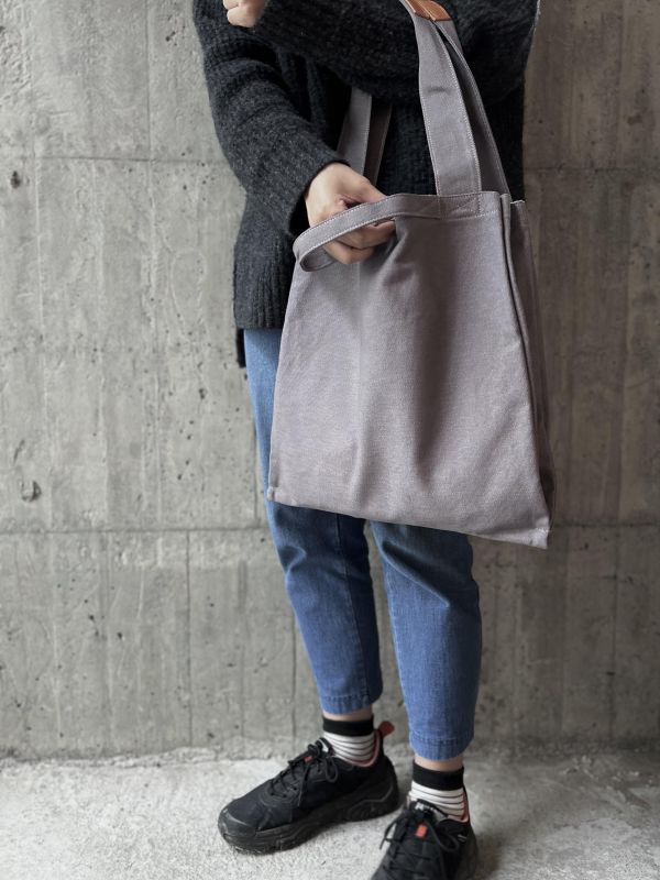 皮帆雙層托特包-搗灰 
